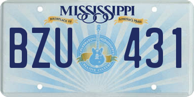 MS license plate BZU431
