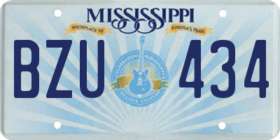 MS license plate BZU434