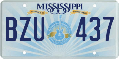 MS license plate BZU437