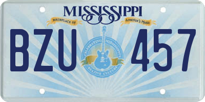 MS license plate BZU457