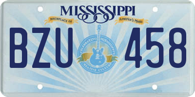 MS license plate BZU458