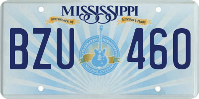 MS license plate BZU460