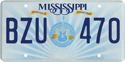 MS license plate BZU470