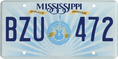 MS license plate BZU472