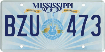 MS license plate BZU473