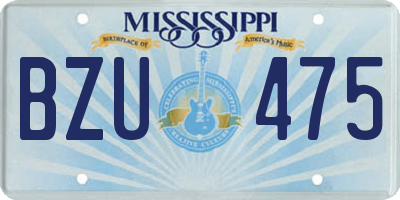 MS license plate BZU475