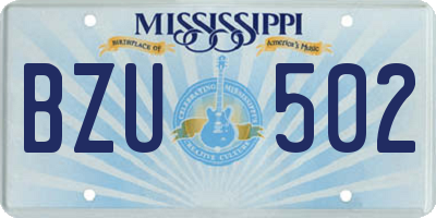 MS license plate BZU502