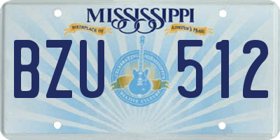 MS license plate BZU512
