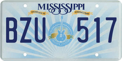 MS license plate BZU517
