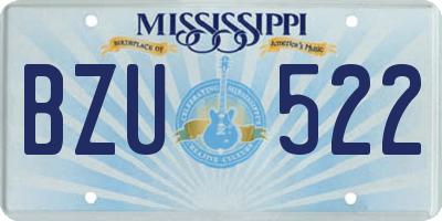 MS license plate BZU522