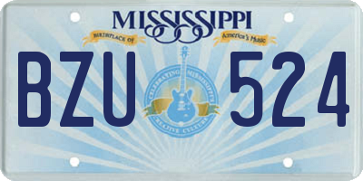 MS license plate BZU524