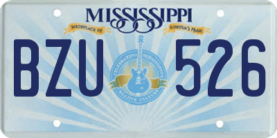 MS license plate BZU526