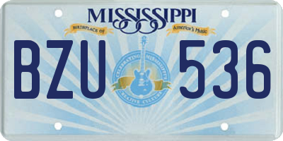 MS license plate BZU536