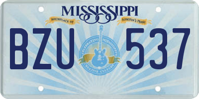 MS license plate BZU537
