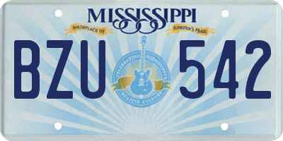MS license plate BZU542