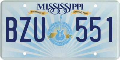 MS license plate BZU551