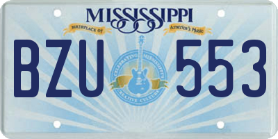 MS license plate BZU553
