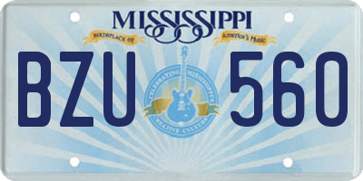 MS license plate BZU560