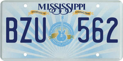 MS license plate BZU562