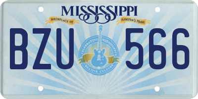 MS license plate BZU566