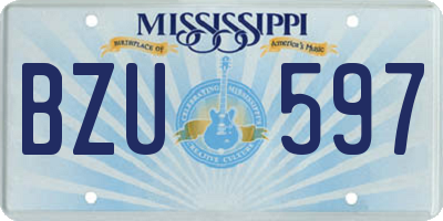 MS license plate BZU597