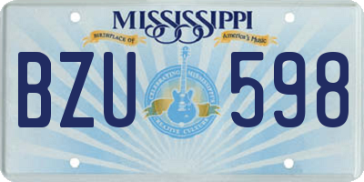 MS license plate BZU598