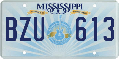 MS license plate BZU613