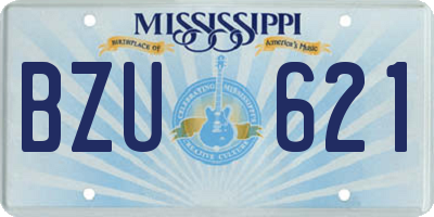 MS license plate BZU621