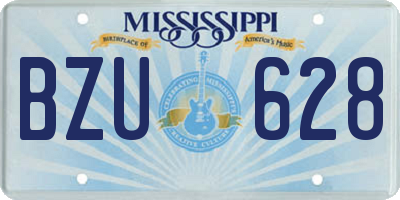 MS license plate BZU628