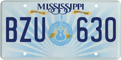 MS license plate BZU630