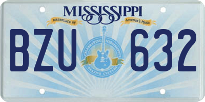 MS license plate BZU632