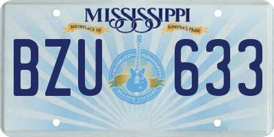 MS license plate BZU633