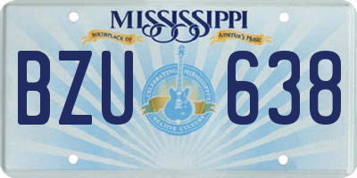MS license plate BZU638
