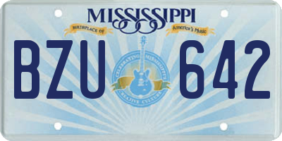 MS license plate BZU642