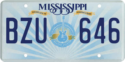 MS license plate BZU646