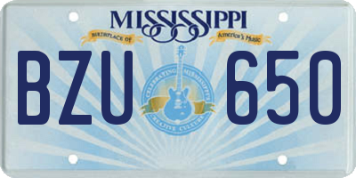 MS license plate BZU650
