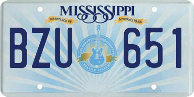 MS license plate BZU651