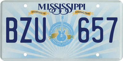 MS license plate BZU657