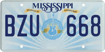 MS license plate BZU668