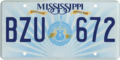 MS license plate BZU672