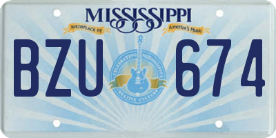 MS license plate BZU674