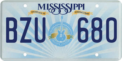 MS license plate BZU680