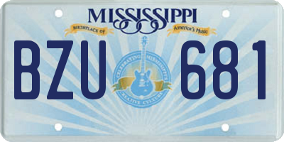 MS license plate BZU681