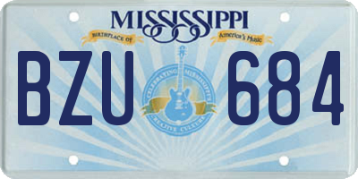 MS license plate BZU684