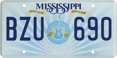MS license plate BZU690