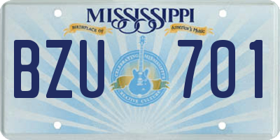 MS license plate BZU701