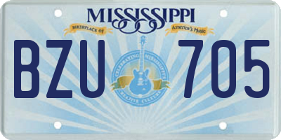 MS license plate BZU705