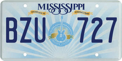 MS license plate BZU727