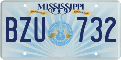 MS license plate BZU732