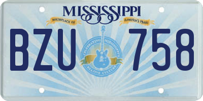 MS license plate BZU758